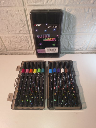 Marcadores Glitter x12 en caja 
