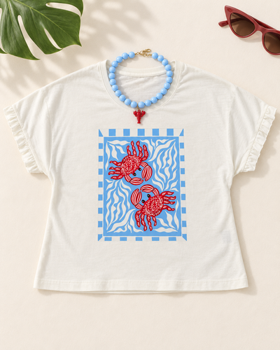 Remera voladito - Cangrejos celeste 
