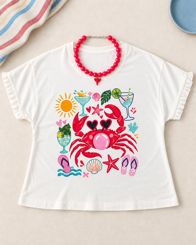Remera voladito - Cangrejo lentes corazon 