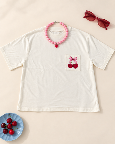 Remera bolsillo - Cerezas