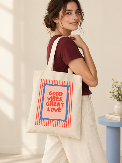 Tote Bag lienzo 35x40 cm -Good vibes great love