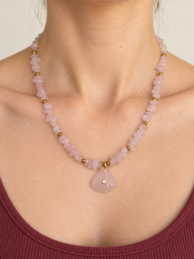 Collar Piedras naturales Escalla cuarzo rosa 