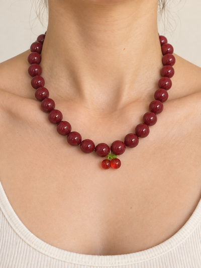 Collar Chicle Bordó cerezas