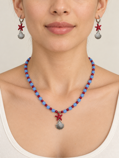 Conjunto Mar - Collar + aros estrella 