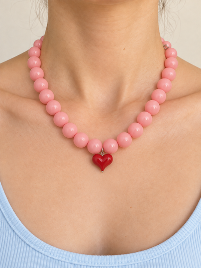 Collar Chicle Rosa corazón 