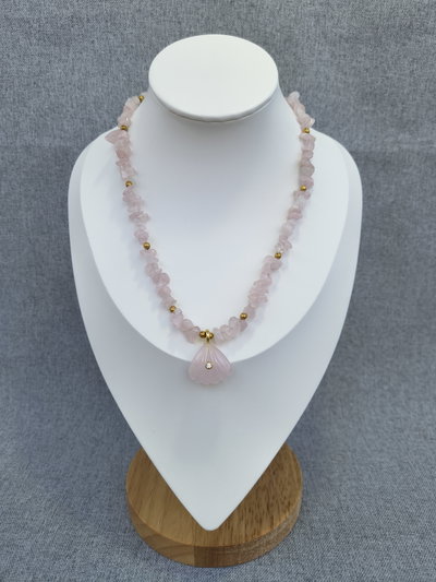 Collar Piedras naturales Escalla cuarzo rosa 