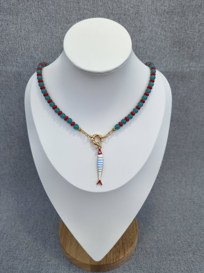 Collar Piedras naturales agata pez 