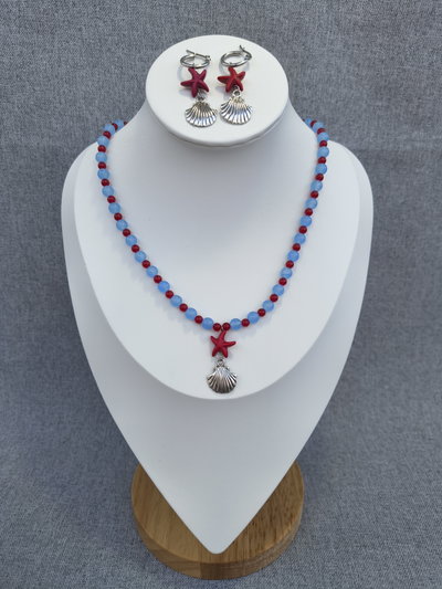 Conjunto Mar - Collar + aros estrella 