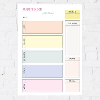 Repuesto Planner semanal vertical