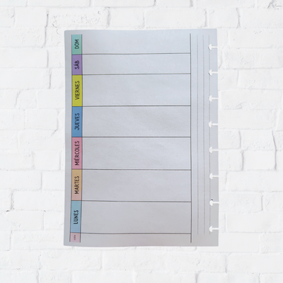 Repuesto Planner semanal horizontal