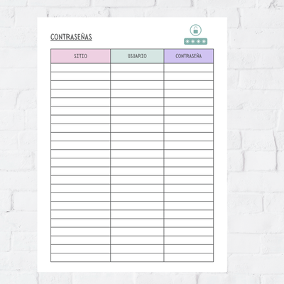 Repuesto Contraseñas x1