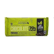 CHOCOLATE 70% CACAO CON STEVIA 1 UNID X 100GR