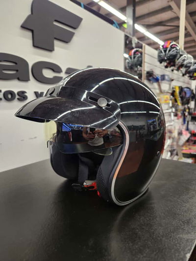 Casco De Moto Abierto Hawk 721 Negro Birllante