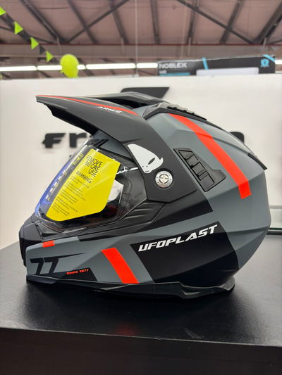 Casco Moto Ufo Aries Enduro Off Road Touring Doble Visor Black&Silver