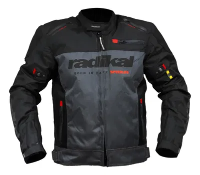 Campera Moto Radikal Ride Impermeable Proteccion Desmontable Gris/ Negro/ Rojo