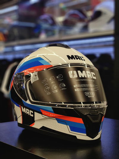 Casco MAC 801 Starter 222 Blanco / Azul / Brillo