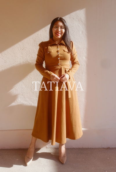 Maxivestido Charis camel- talle M/L