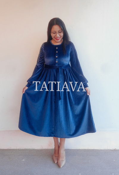 Maxivestido Dalhi azul oscuro - talle S al XL