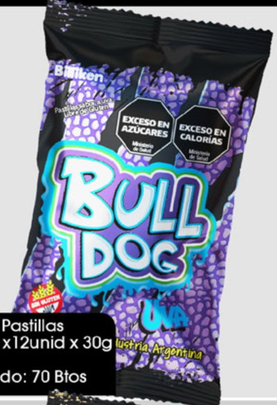 Pastillas Bull Dog Acidas Uva 12x30g
