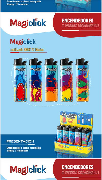 Encendedor Magiclick REUTIL.MARINO x 15 u
