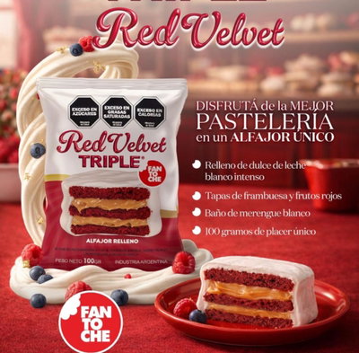 Alfajor Fantoche TRIPLE RED VELVET 12 X 100 G