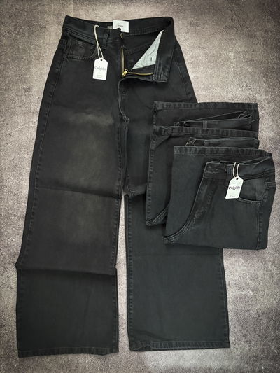 Jean Wide Leg Negro Desgastado