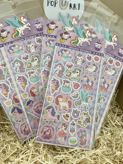 PLANCHA DE STICKERS UNICORNIO X10