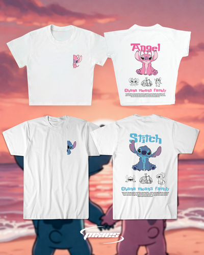 Dúo Stitch y Angel - Baby Tee y Remera