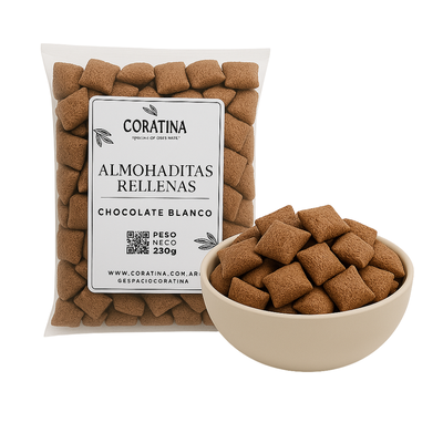 Almohaditas Rellenas de Chocolate Blanco x 250g.