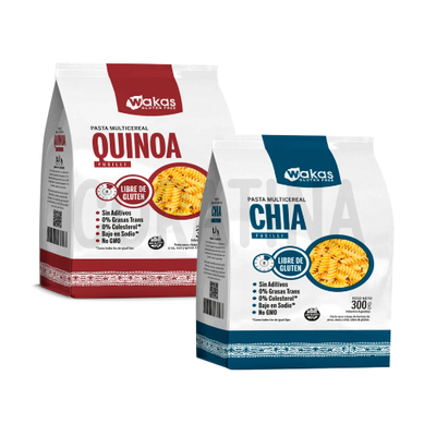 Wakas Pasta Seca Multicereal Fusilli x 300g.