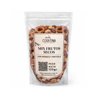 Mix Frutos Secos Tostados con Merken y Pretzels x 125g.