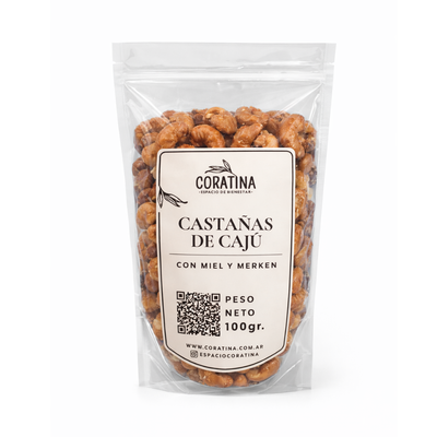 Castañas de Cajú con Miel y Cayena x 100g.