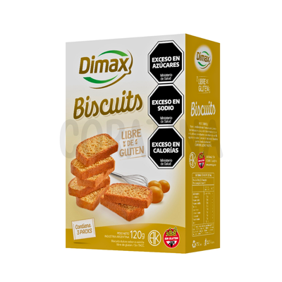 Dimax Caja Galletitas Biscuits SIN GLUTEN 120g.