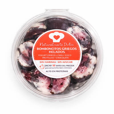 Naturalmente Dulce Bomboncitos de yogur griego,coco, frutilla bañados en chocolate x 10u