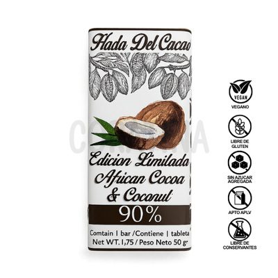 HDC Chocolate 90% con coco  x 50g.