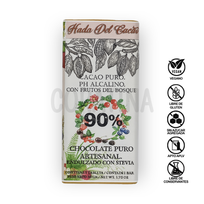 HDC Chocolate 90% Cacao con Frutos del Bosque x 50g.