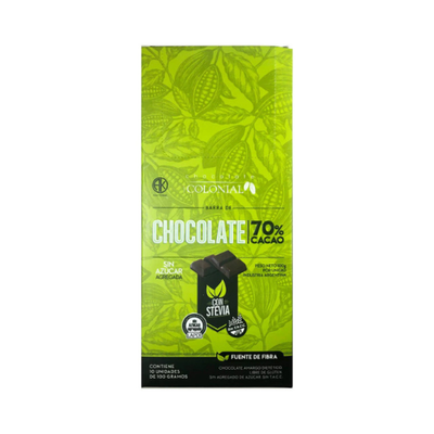 Colonial Chocolate Negro 70% Cacao con Stevia x 100g