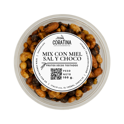 Mix con Miel, Sal y Choco (Frutos Secos Tostados) x 125g.