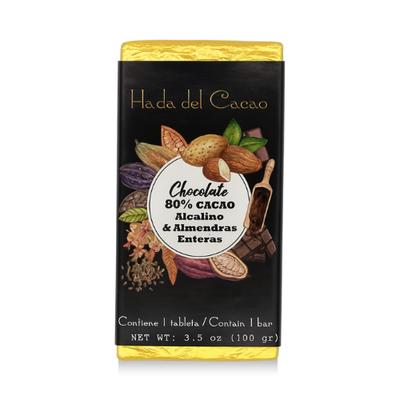 HDC Chocolate 80% Cacao con Almendras x 100g.