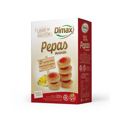 Dimax Caja Galletitas Pepas Membrillo SIN GLUTEN 200g.