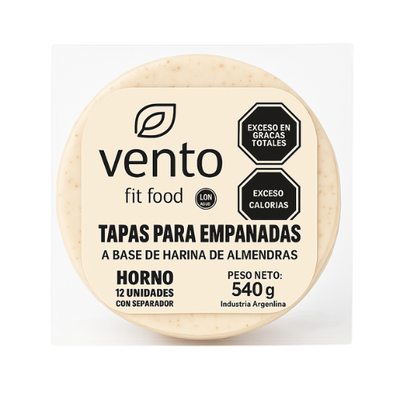 Vento Tapa Empanadas Harina de Almendras Keto x 12u.