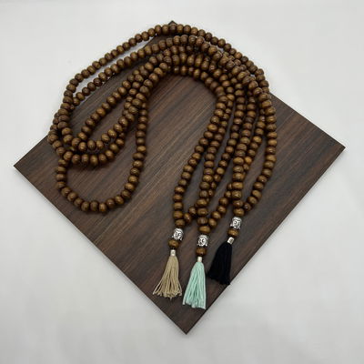 Japa Mala de Madera con Dije, 108 cuentas