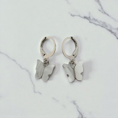 Aros Argolla 12 mm Mariposa Blanco Acero Quirúrgico - 200130