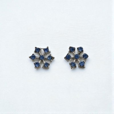 Aros Copo de Nieve Strass Azul 9 mm Acero Quirúrgico - 200251