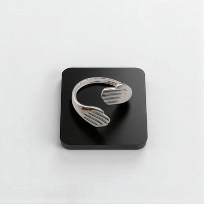 Anillo Abierto Manos Acero Blanco - 300096