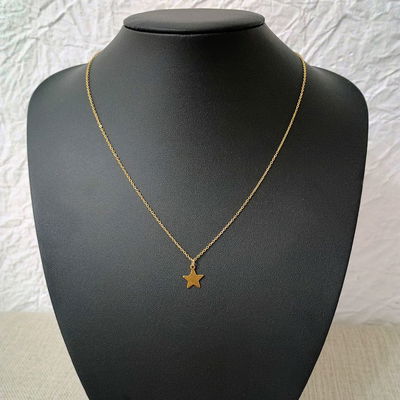 Collar 50 + 5 cm Espejo 0,3 mm Estrella Acero Dorado - 700083