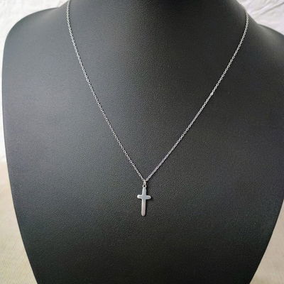 Collar 45 + 5 cm Espejo 0,3 mm Cruz 8 mm x 18 mm Acero Quirúrgico - 700102
