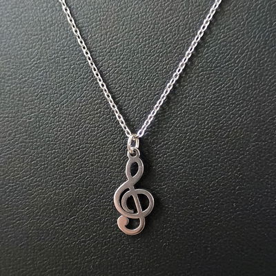 Collar 45 + 5 cm Espejo 0,3 mm Nota Musical 8 mm x 17 mm Acero Quirúrgico - 700105