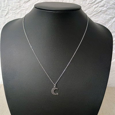 Collar 45 + 5 cm Espejo 0,3 mm Luna Estrella Acero Quirúrgico - 700139