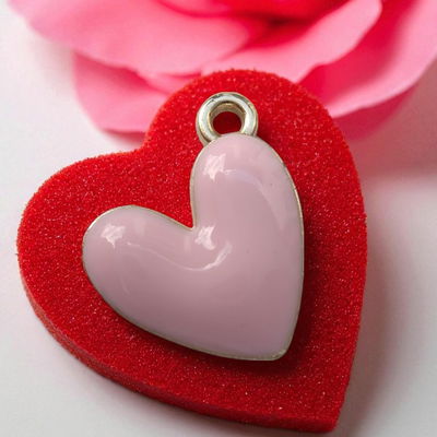 Dije Esmaltado Corazón Rosa Acero Dorado - 400085ROS